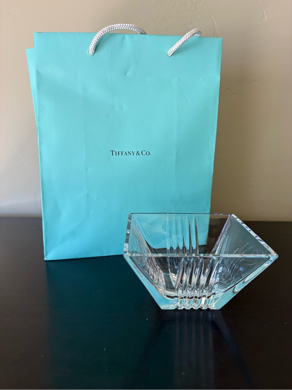 Tiffany & Co Square Metropolis Small Crystal Bowl  Beautiful